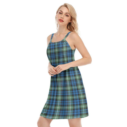 Lamont Ancient Tartan Plaid O-neck Cami Dress