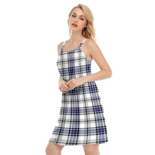 Hannay Modern Tartan Plaid O-neck Cami Dress