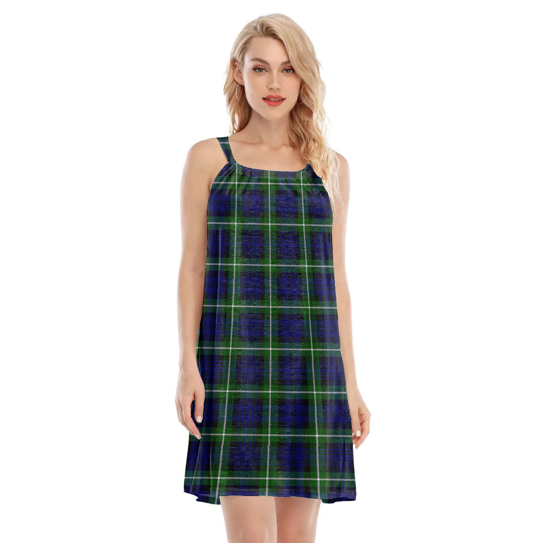 Lamont Modern Tartan Plaid O-neck Cami Dress