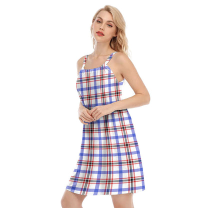 Boswell Modern Tartan Plaid O-neck Cami Dress