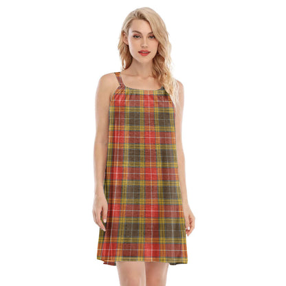 Buchanan Old Set Weathered Tartan Plaid O-neck Cami Dress