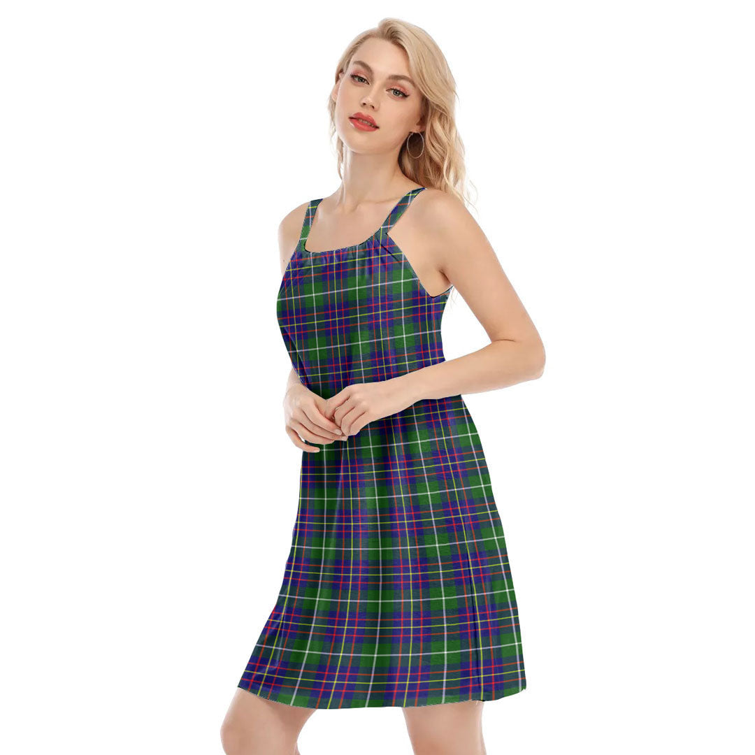 Inglis Modern Tartan Plaid O-neck Cami Dress