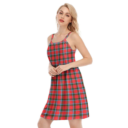 Sinclair Modern Tartan Plaid O-neck Cami Dress