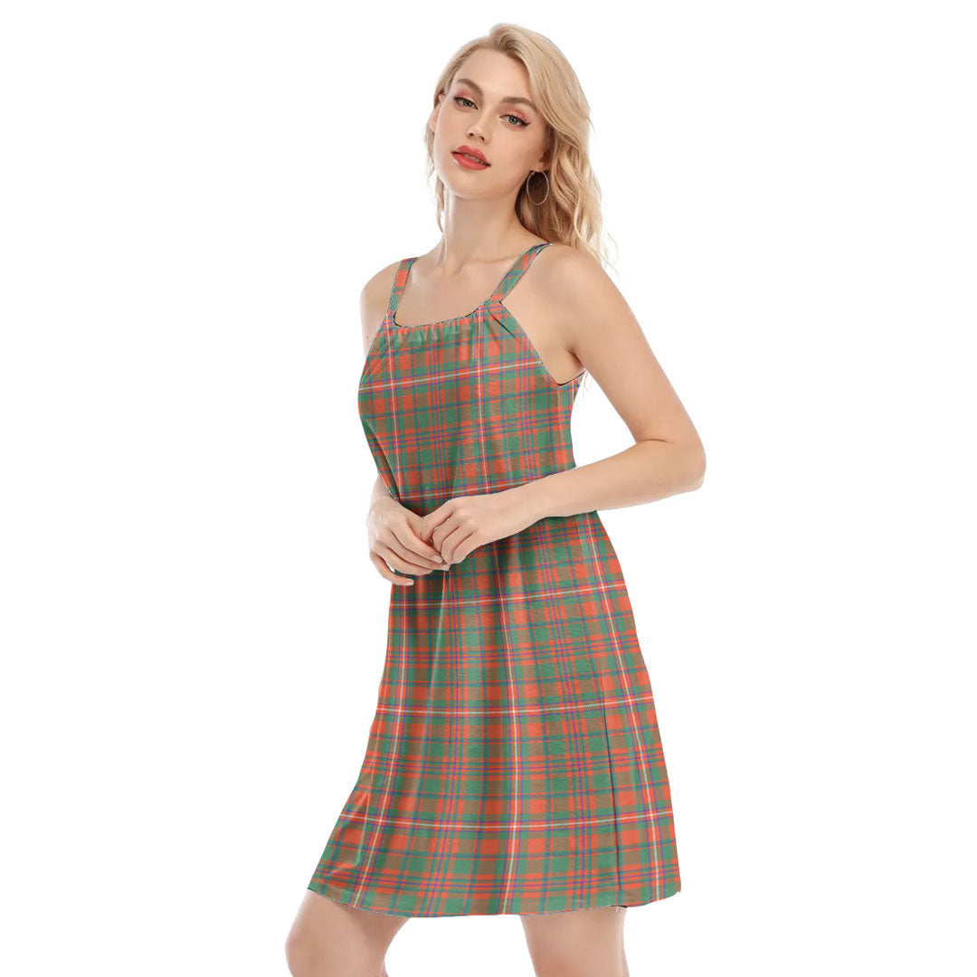 MacKinnon Ancient Tartan Plaid O-neck Cami Dress