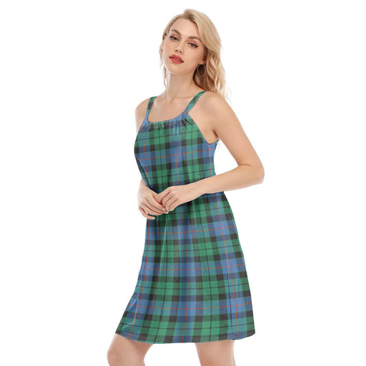 Morrison Ancient Tartan Plaid O-neck Cami Dress