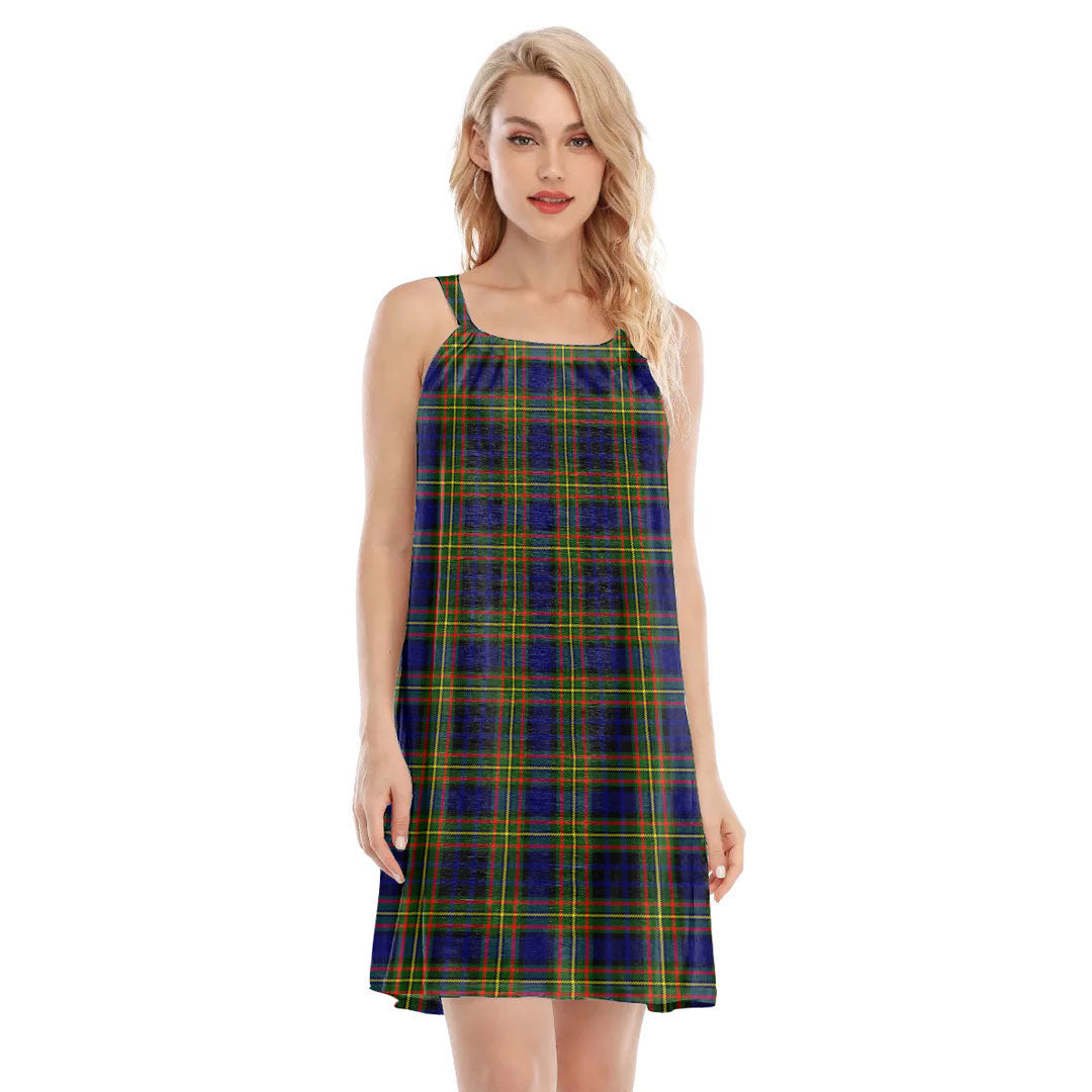 Clelland Modern Tartan Plaid O-neck Cami Dress