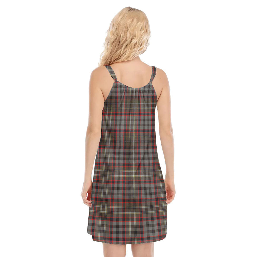 Nicolson Hunting Weathered Tartan Plaid O-neck Cami Dress