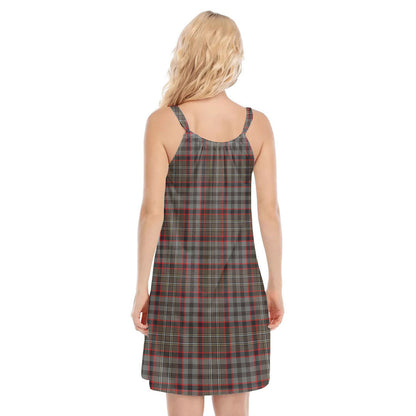 Nicolson Hunting Weathered Tartan Plaid O-neck Cami Dress