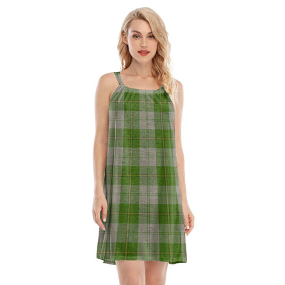 Cunningham Dress Green Dancers Tartan Plaid O-neck Cami Dress