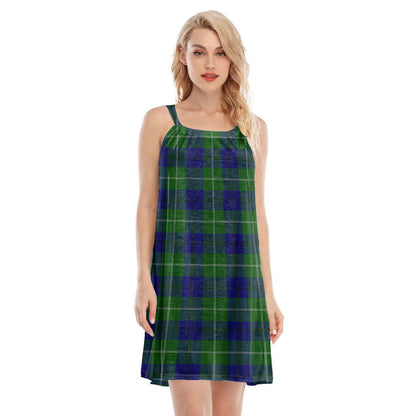 Oliphant Modern Tartan Plaid O-neck Cami Dress