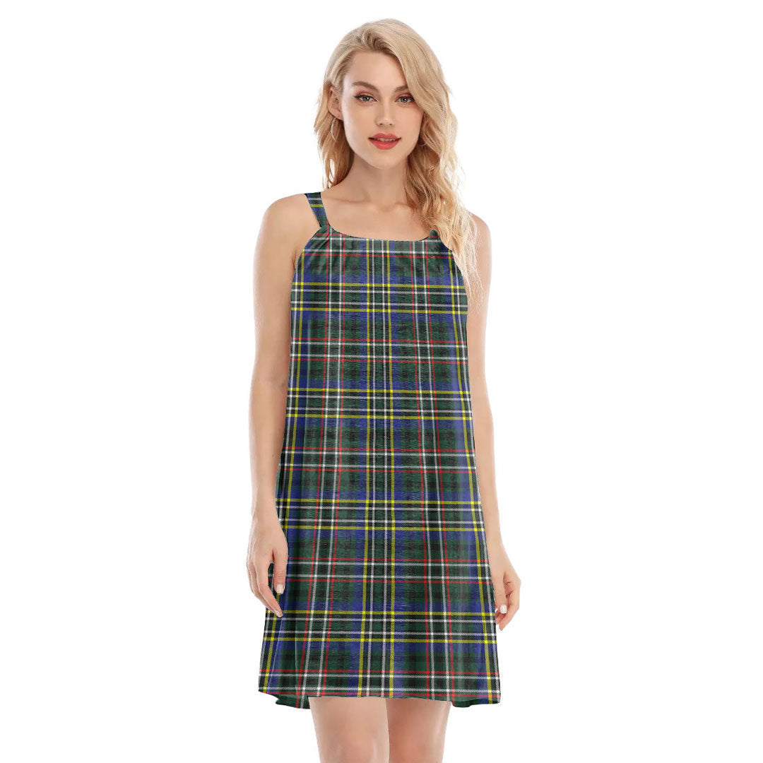 SCOTT GREEN MODERN Tartan Plaid O-neck Cami Dress