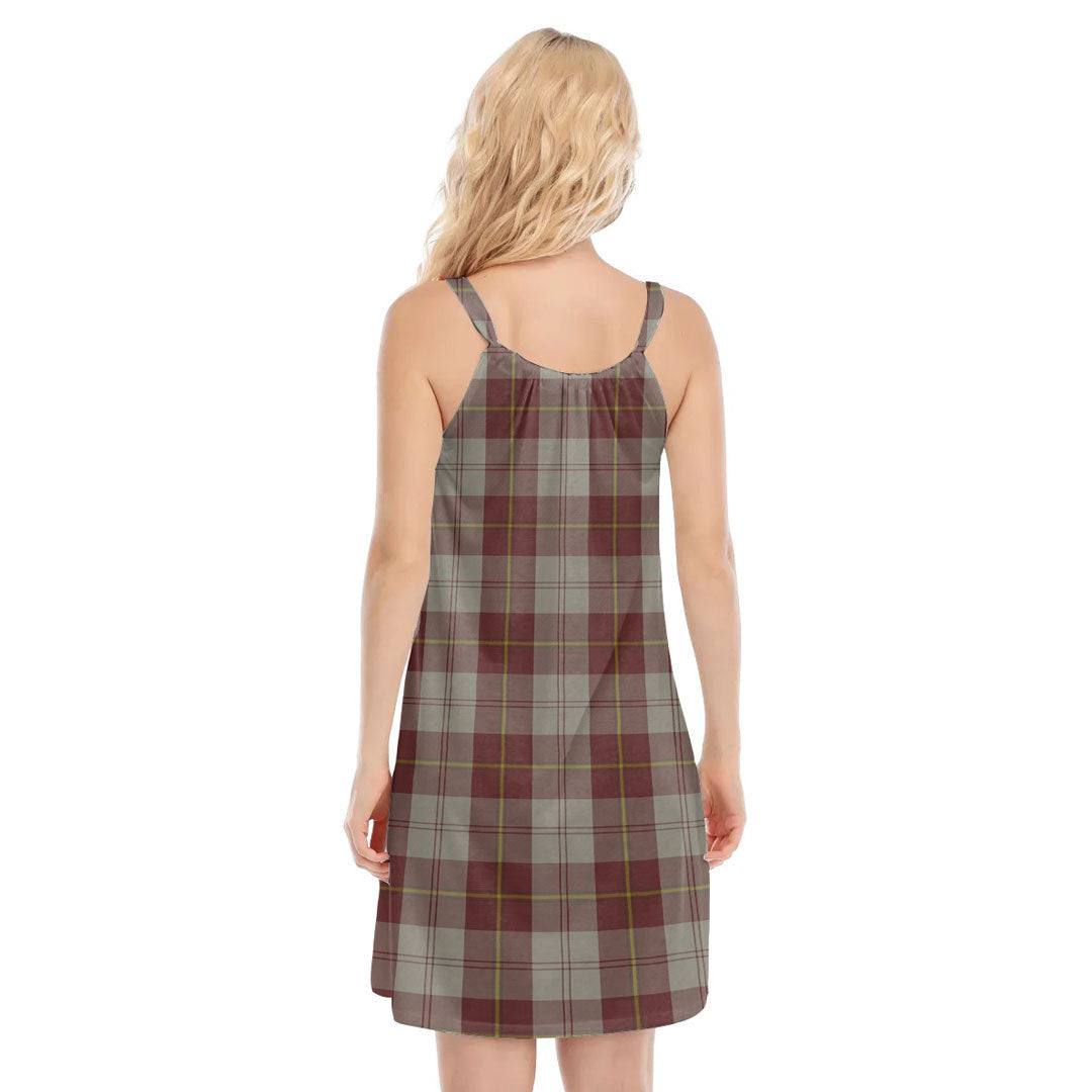 Cunningham Burgundy Dancers Tartan Plaid O-neck Cami Dress