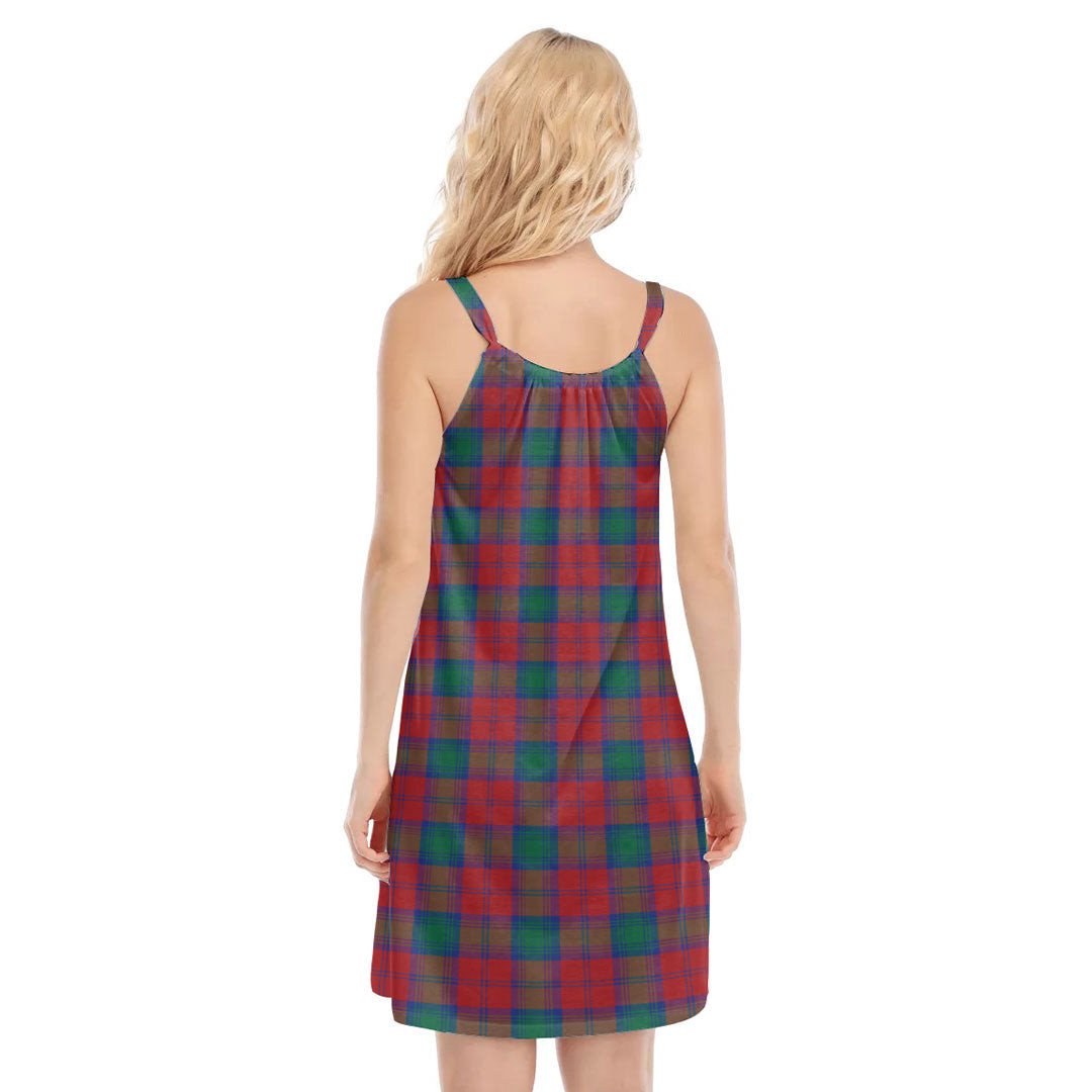 Lindsay Modern Tartan Plaid O-neck Cami Dress