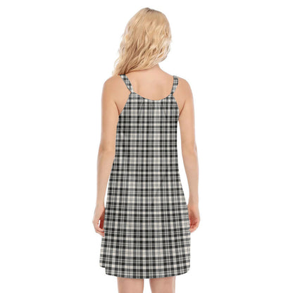 Scott Black White Ancient Tartan Plaid O-neck Cami Dress