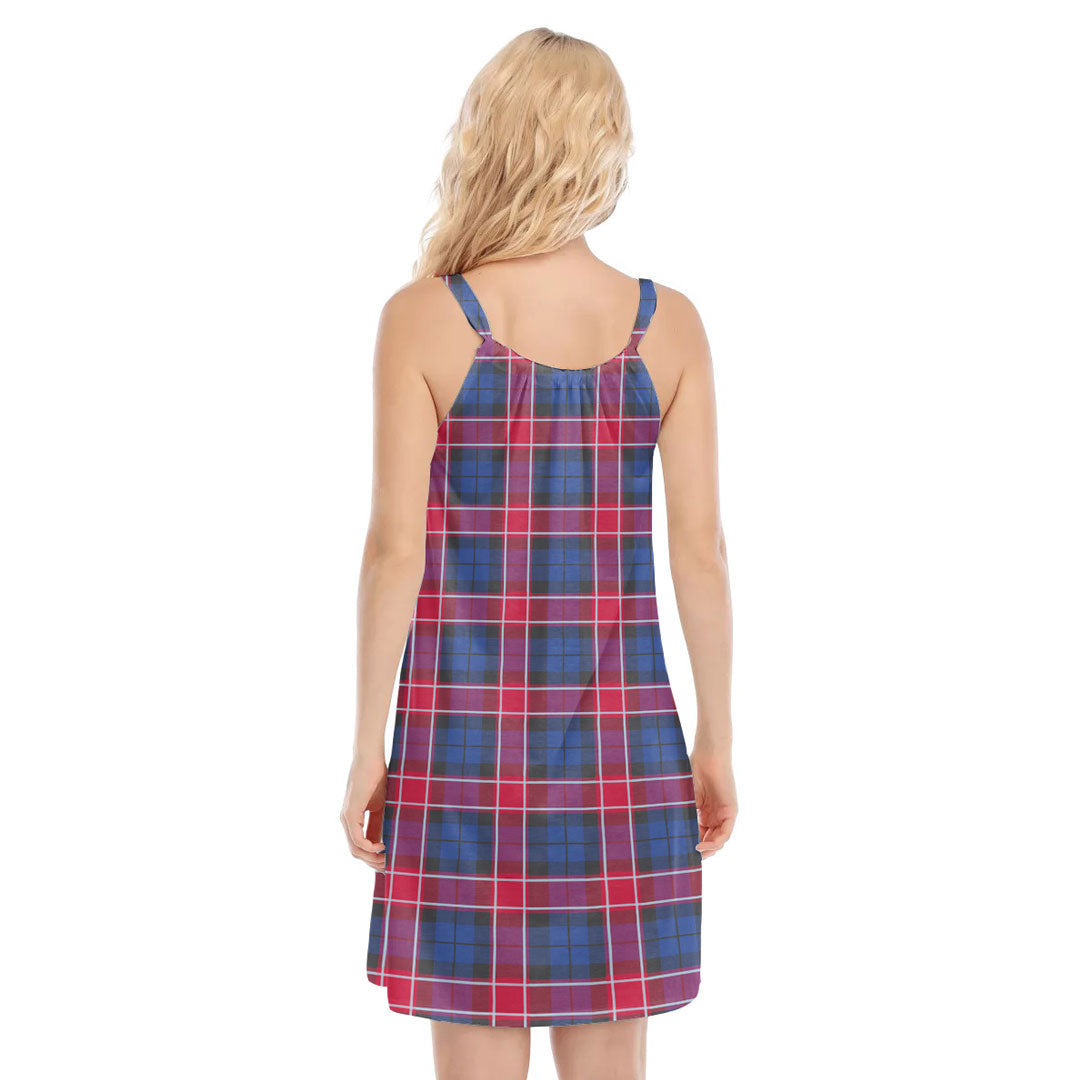 Graham of Menteith Red Tartan Plaid O-neck Cami Dress