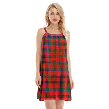 Nicolson Modern Tartan Plaid O-neck Cami Dress