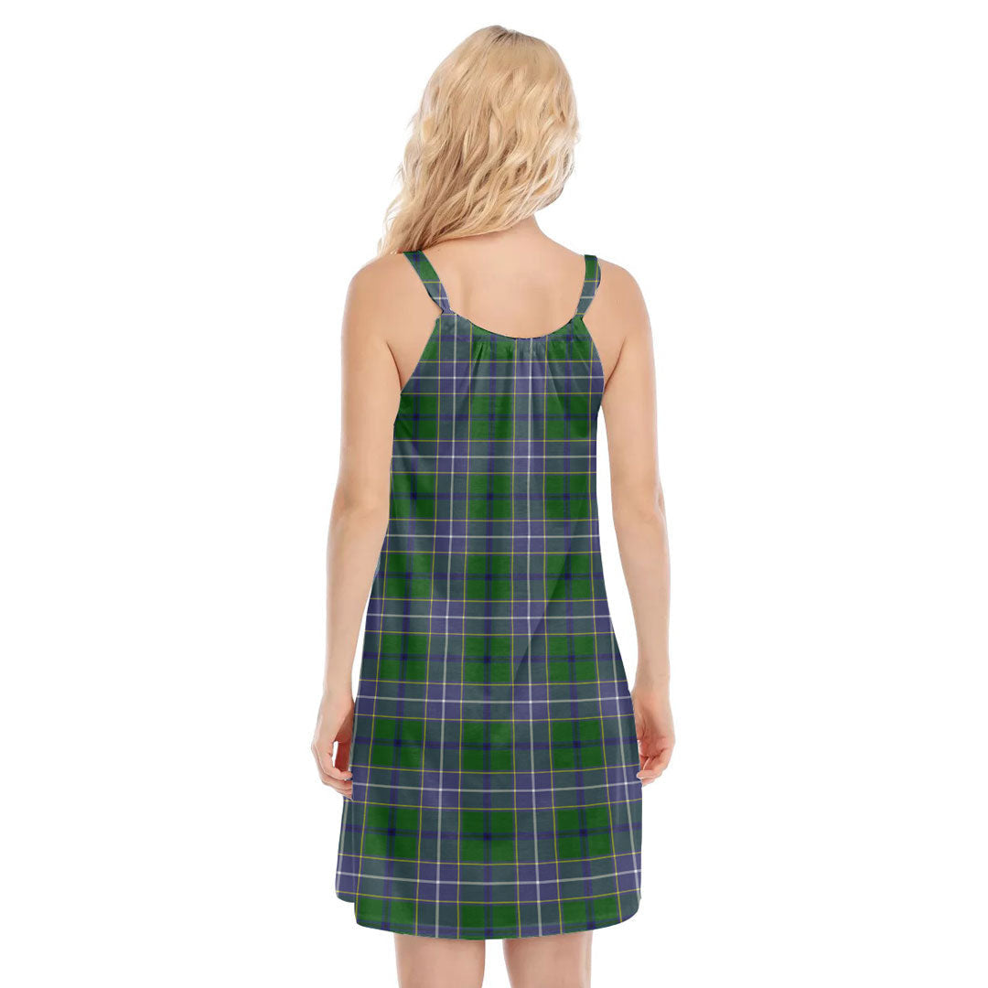 Wishart Hunting Modern Tartan Plaid O-neck Cami Dress