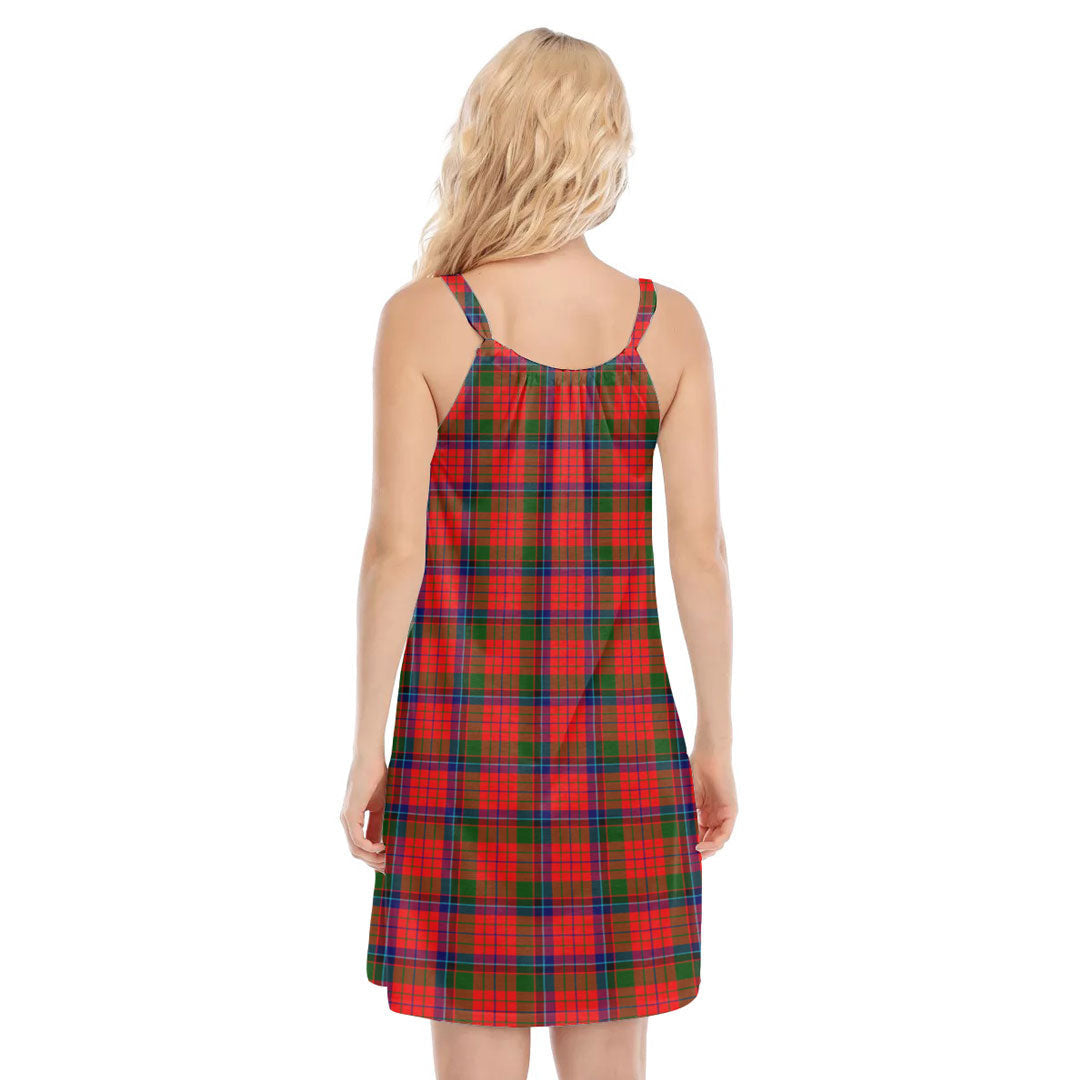 Nicolson Modern Tartan Plaid O-neck Cami Dress