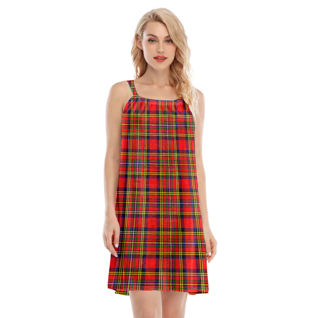 Hepburn Tartan Plaid O-neck Cami Dress