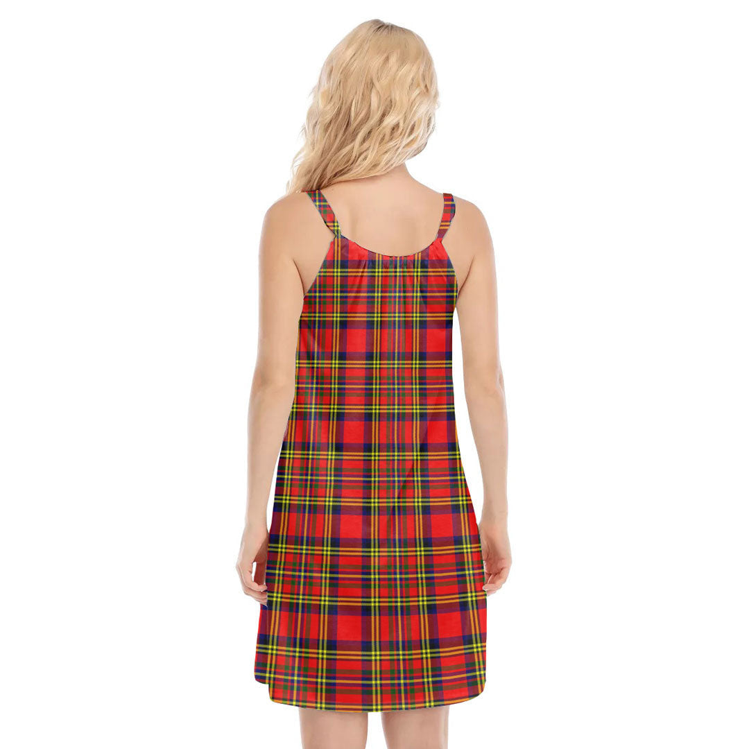 Hepburn Tartan Plaid O-neck Cami Dress