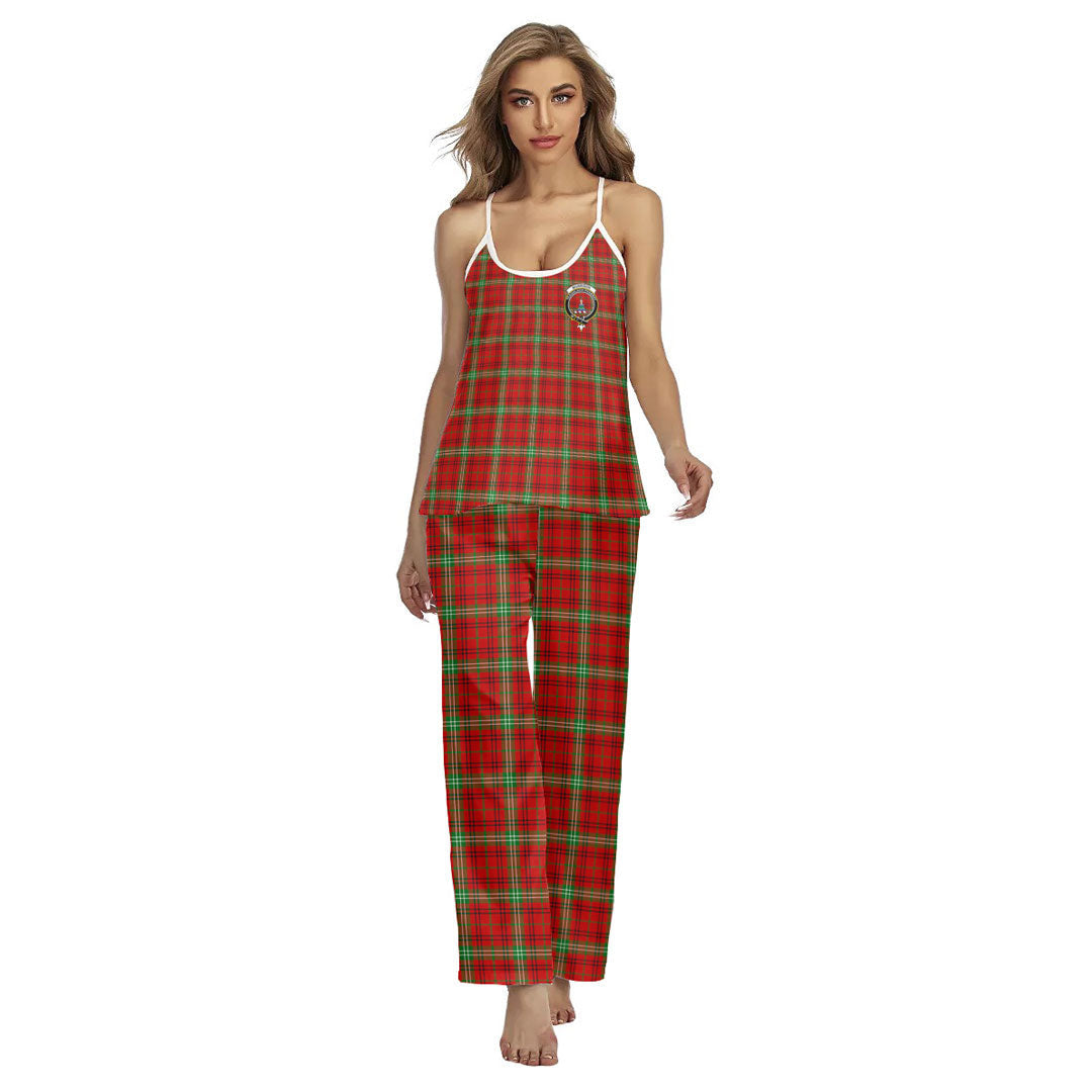 Morrison Red Modern Tartan Crest Cami Pajamas Sets