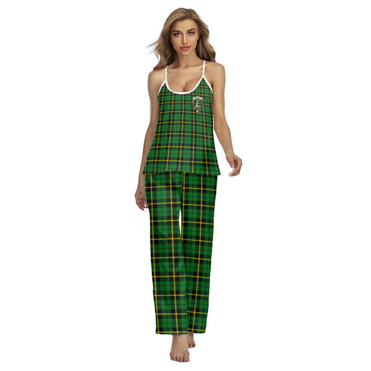 Wallace Hunting Green Tartan Crest Cami Pajamas Sets