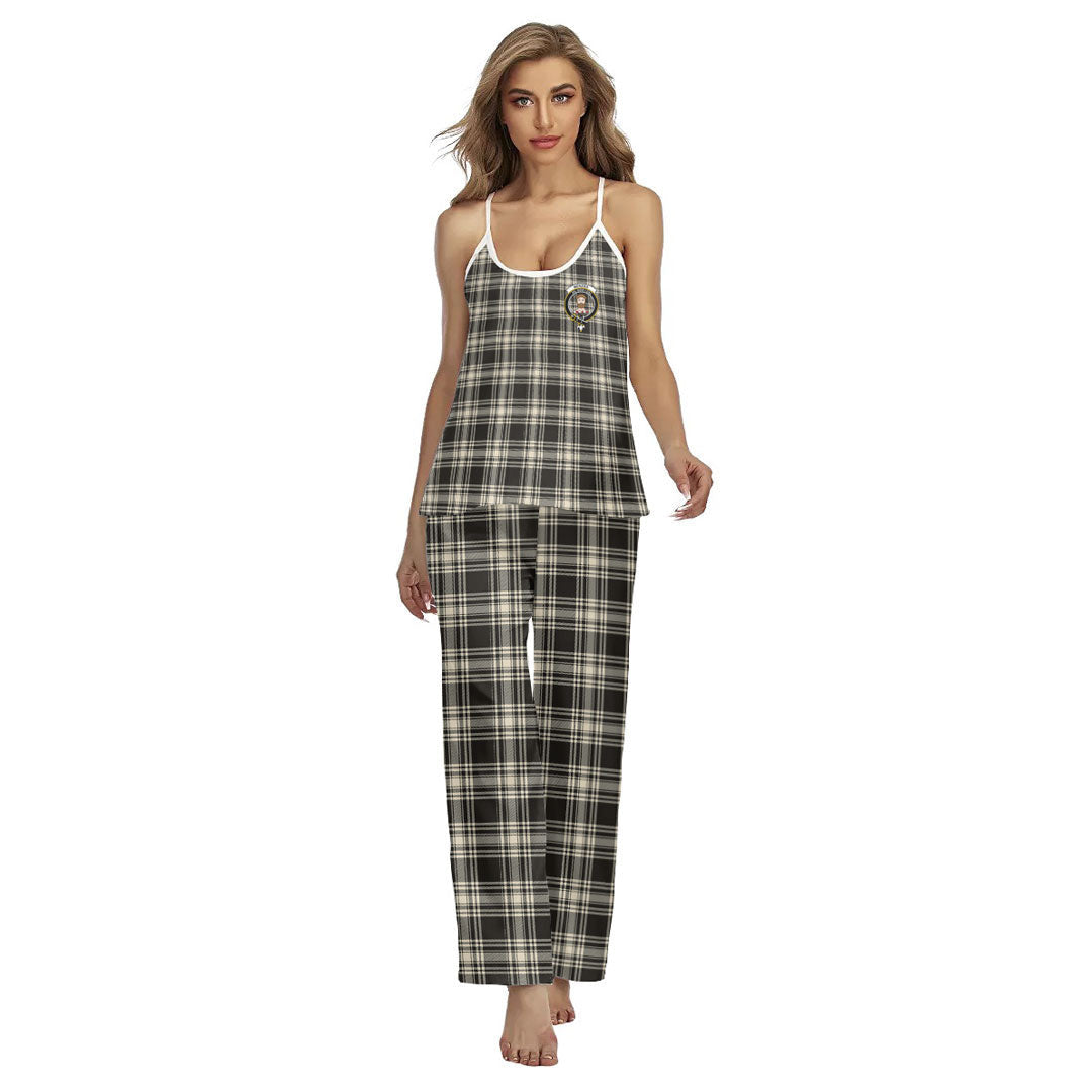 Menzies Black White Ancient Tartan Crest Cami Pajamas Sets