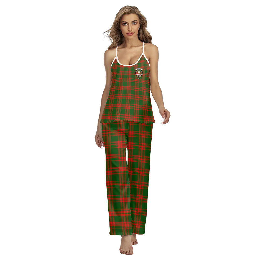 Menzies Green Modern Tartan Crest Cami Pajamas Sets