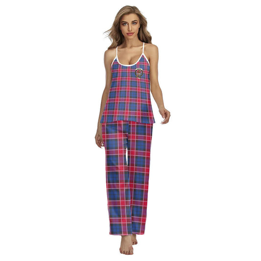 Graham of Menteith Red Tartan Crest Cami Pajamas Sets