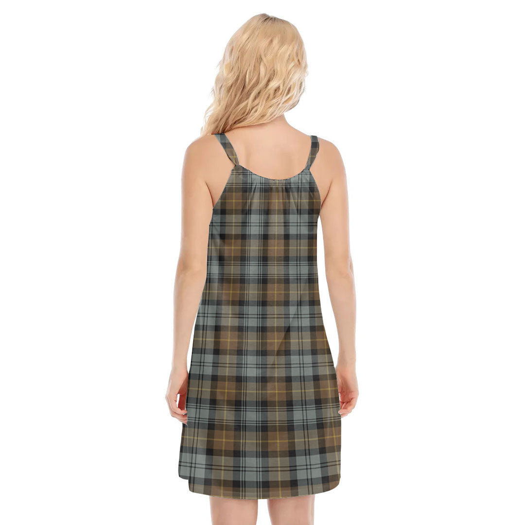 Gordon Weathered Tartan Plaid O-neck Cami Dress