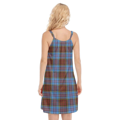 Anderson Modern Tartan Plaid O-neck Cami Dress