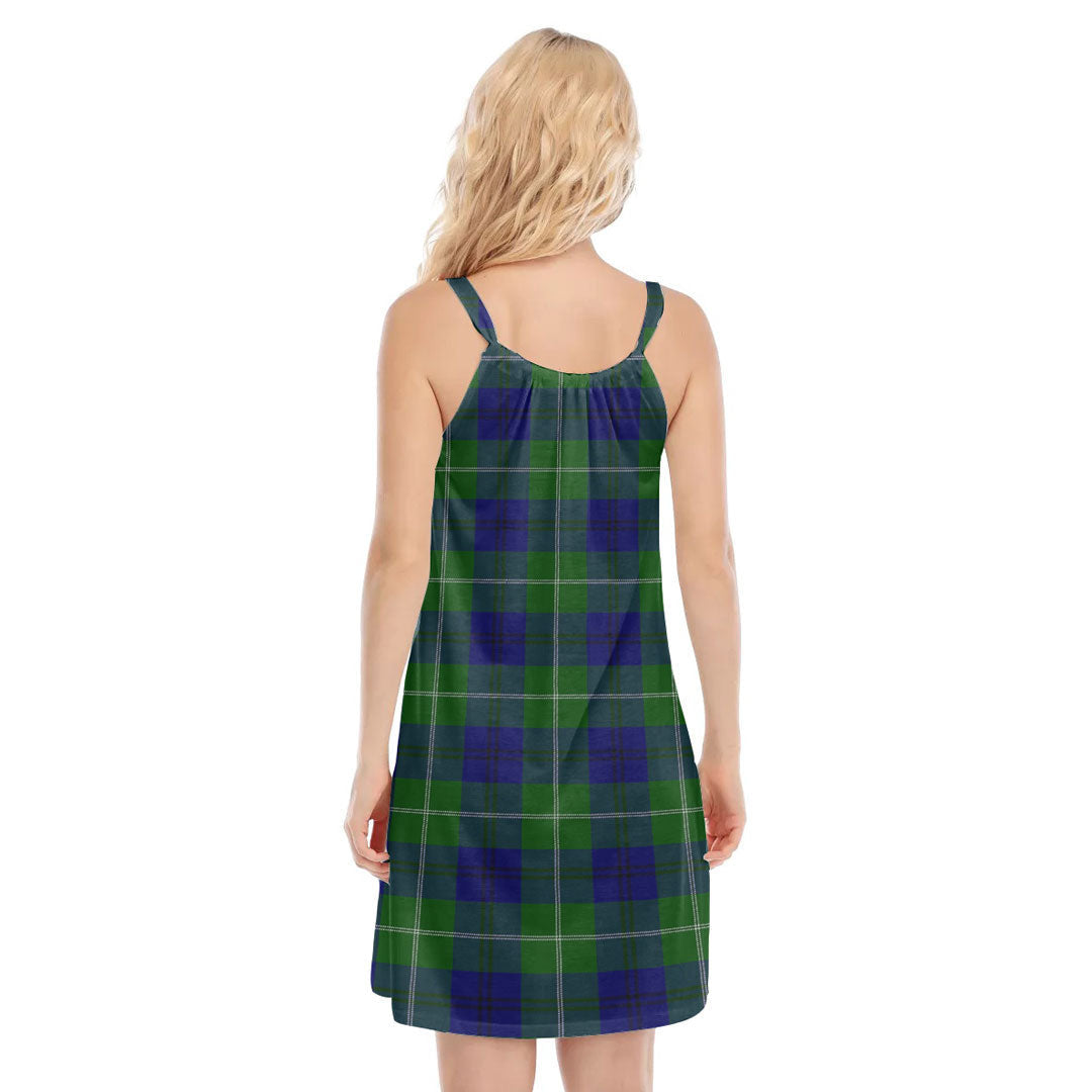 Oliphant Modern Tartan Plaid O-neck Cami Dress