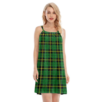 Wallace Hunting Green Tartan Plaid O-neck Cami Dress