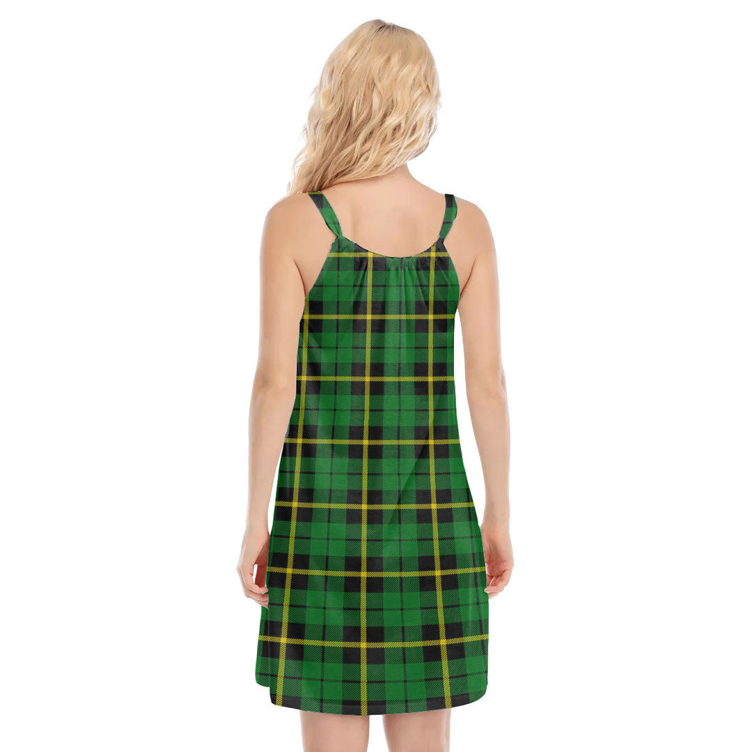 Wallace Hunting Green Tartan Plaid O-neck Cami Dress