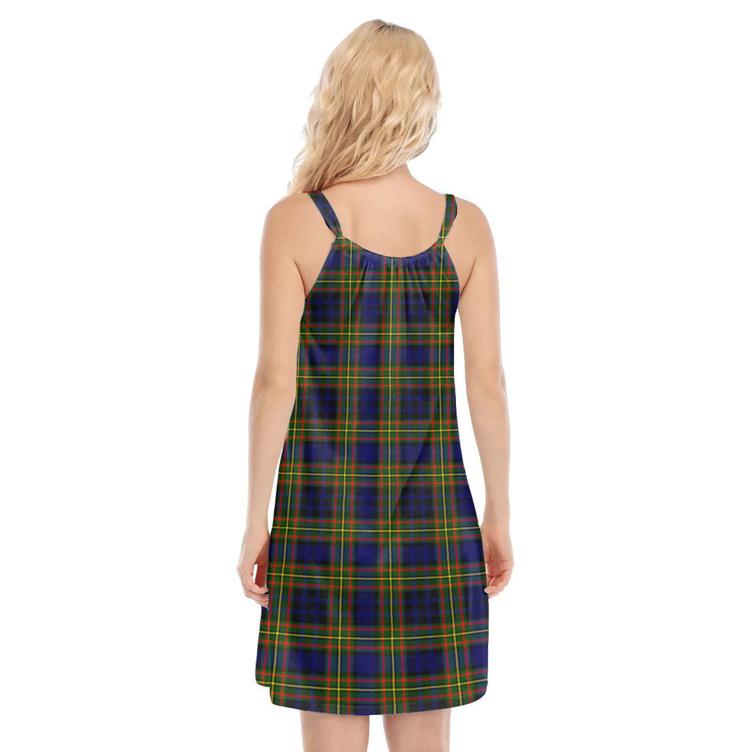 Clelland Modern Tartan Plaid O-neck Cami Dress