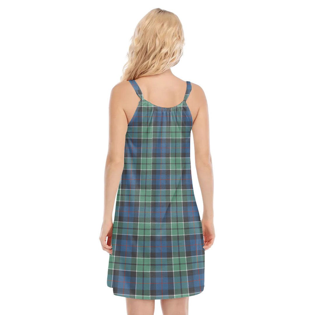 Leslie Hunting Ancient Tartan Plaid O-neck Cami Dress