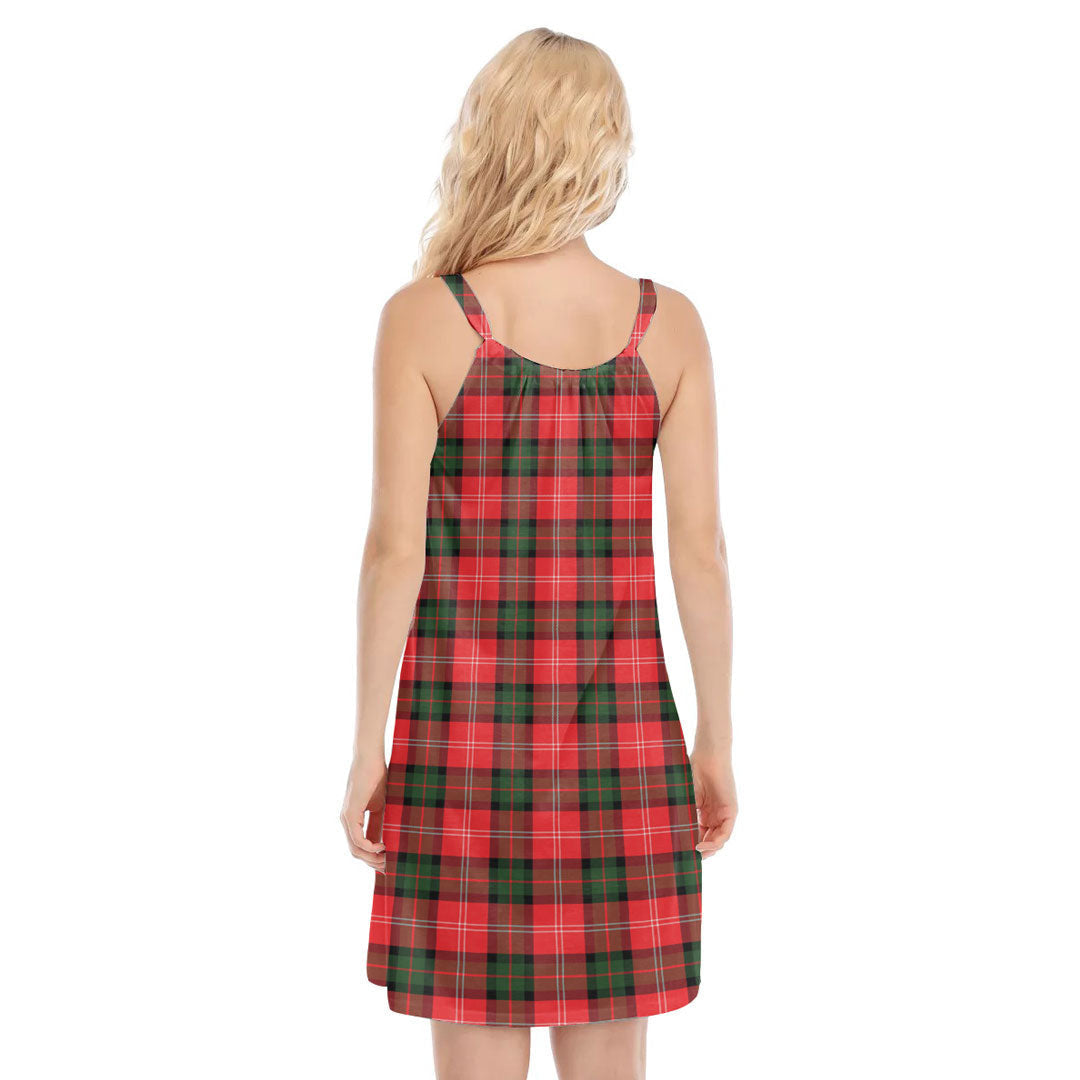 Nesbitt Modern Tartan Plaid O-neck Cami Dress