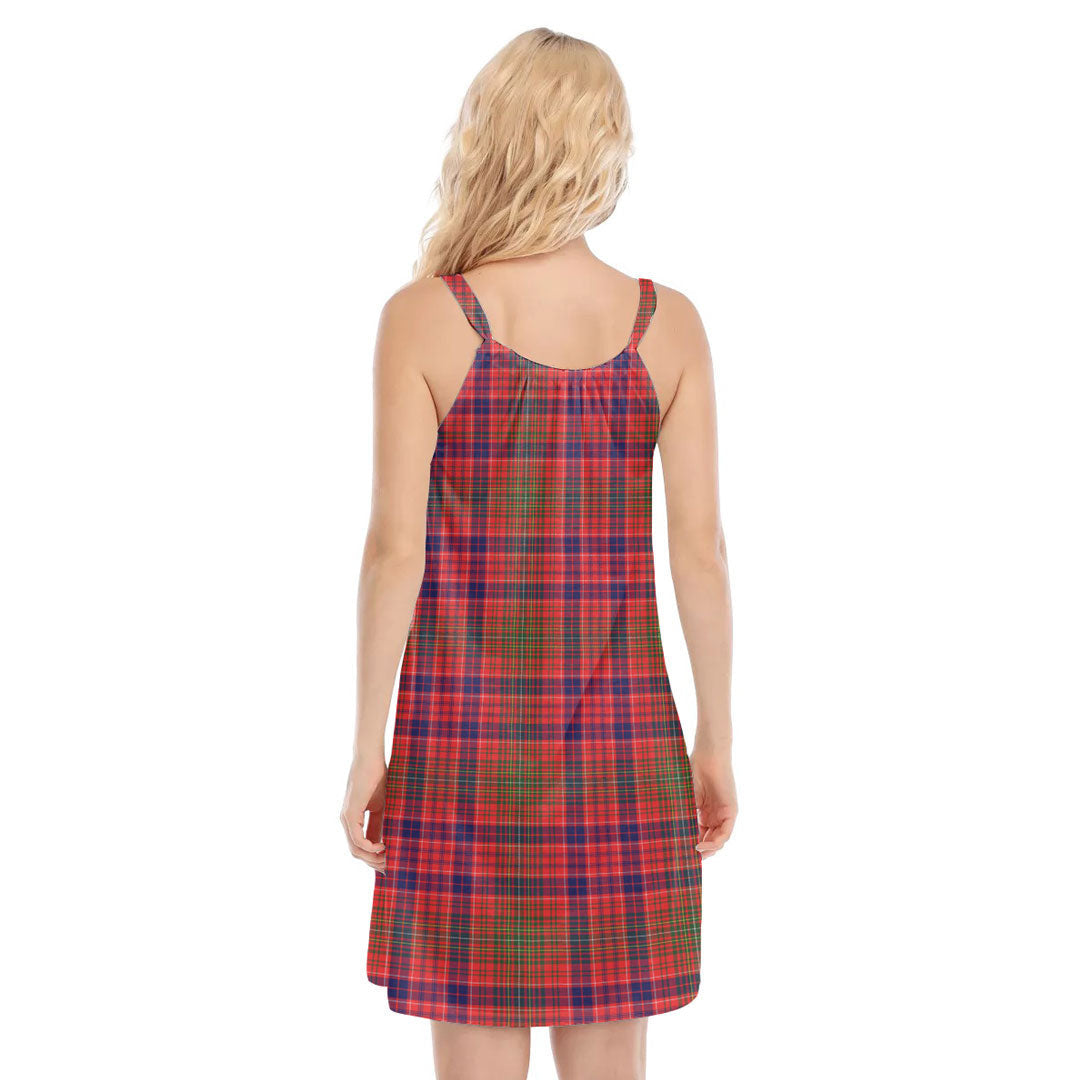 Lumsden Modern Tartan Plaid O-neck Cami Dress