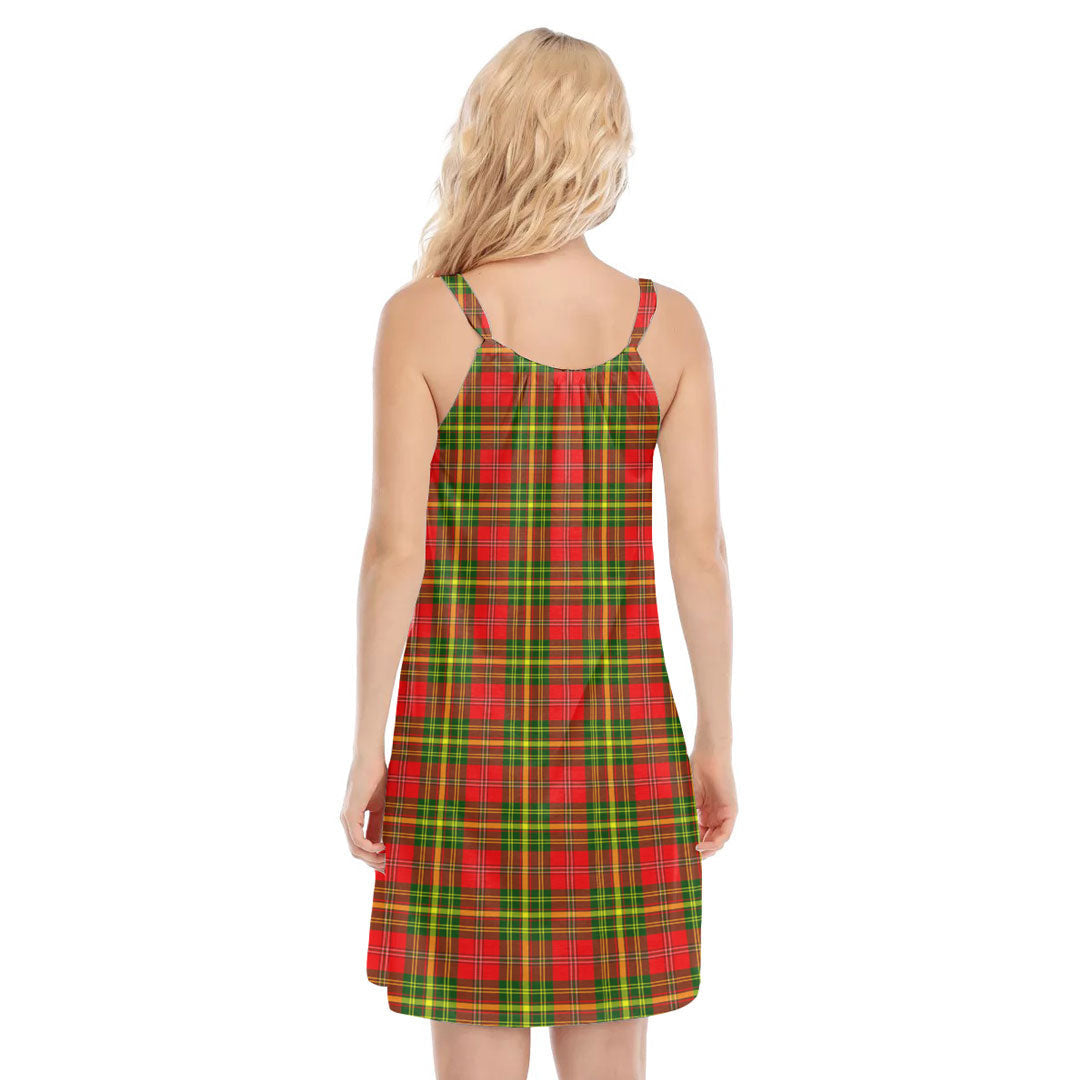 Leask Tartan Plaid O-neck Cami Dress