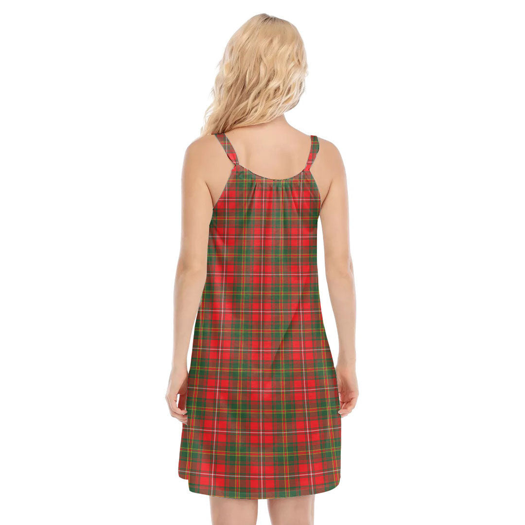 Hay Modern Tartan Plaid O-neck Cami Dress