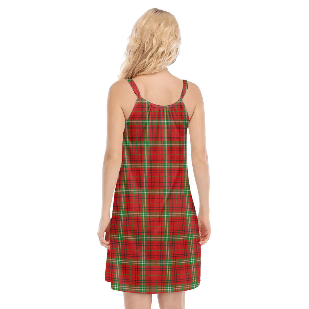 Morrison Red Modern Tartan Plaid O-neck Cami Dress