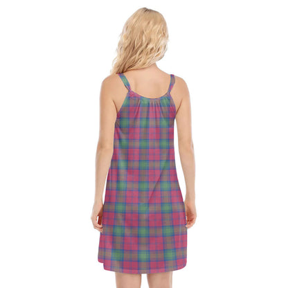 Lindsay Ancient Tartan Plaid O-neck Cami Dress