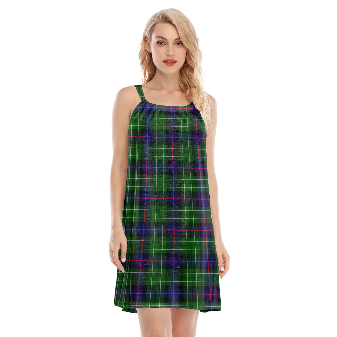 Leslie Hunting Tartan Plaid O-neck Cami Dress