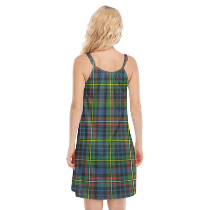 MacLellan Ancient Tartan Plaid O-neck Cami Dress