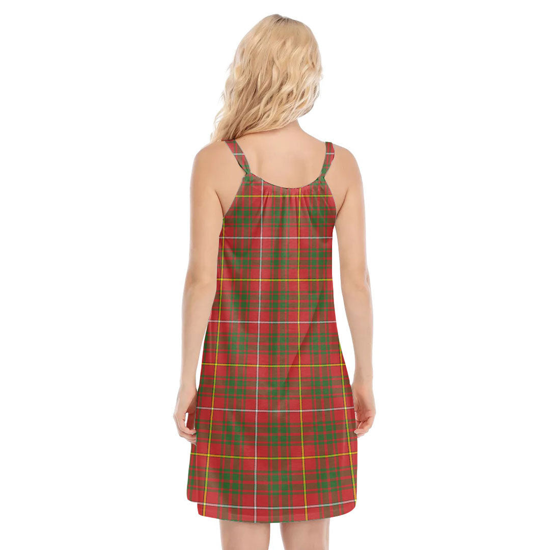 Bruce Modern Tartan Plaid O-neck Cami Dress