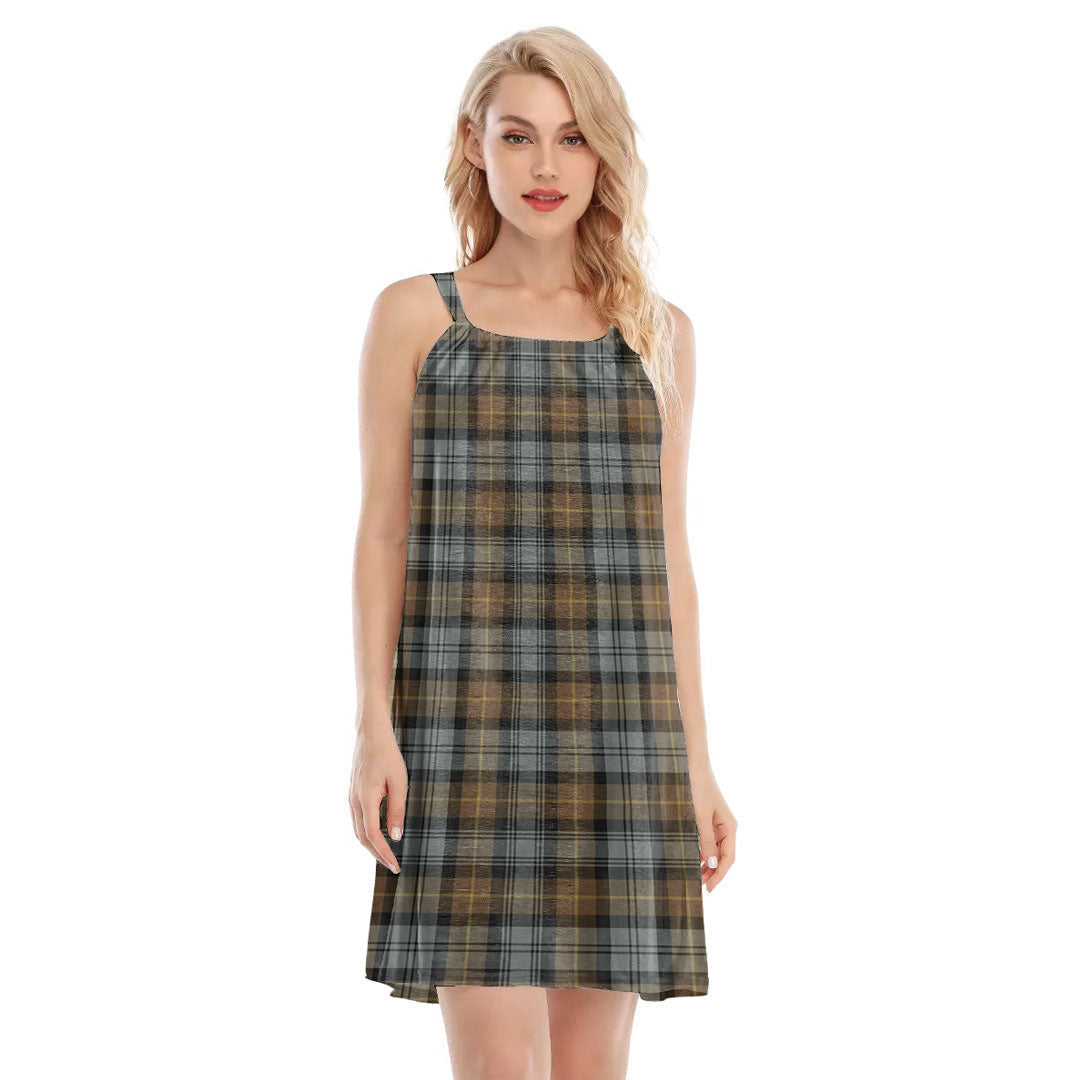 Gordon Weathered Tartan Plaid O-neck Cami Dress