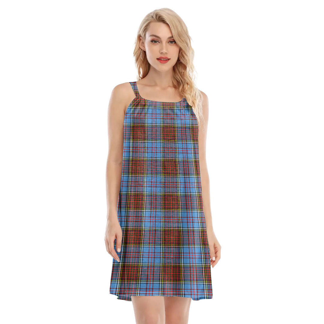 Anderson Modern Tartan Plaid O-neck Cami Dress