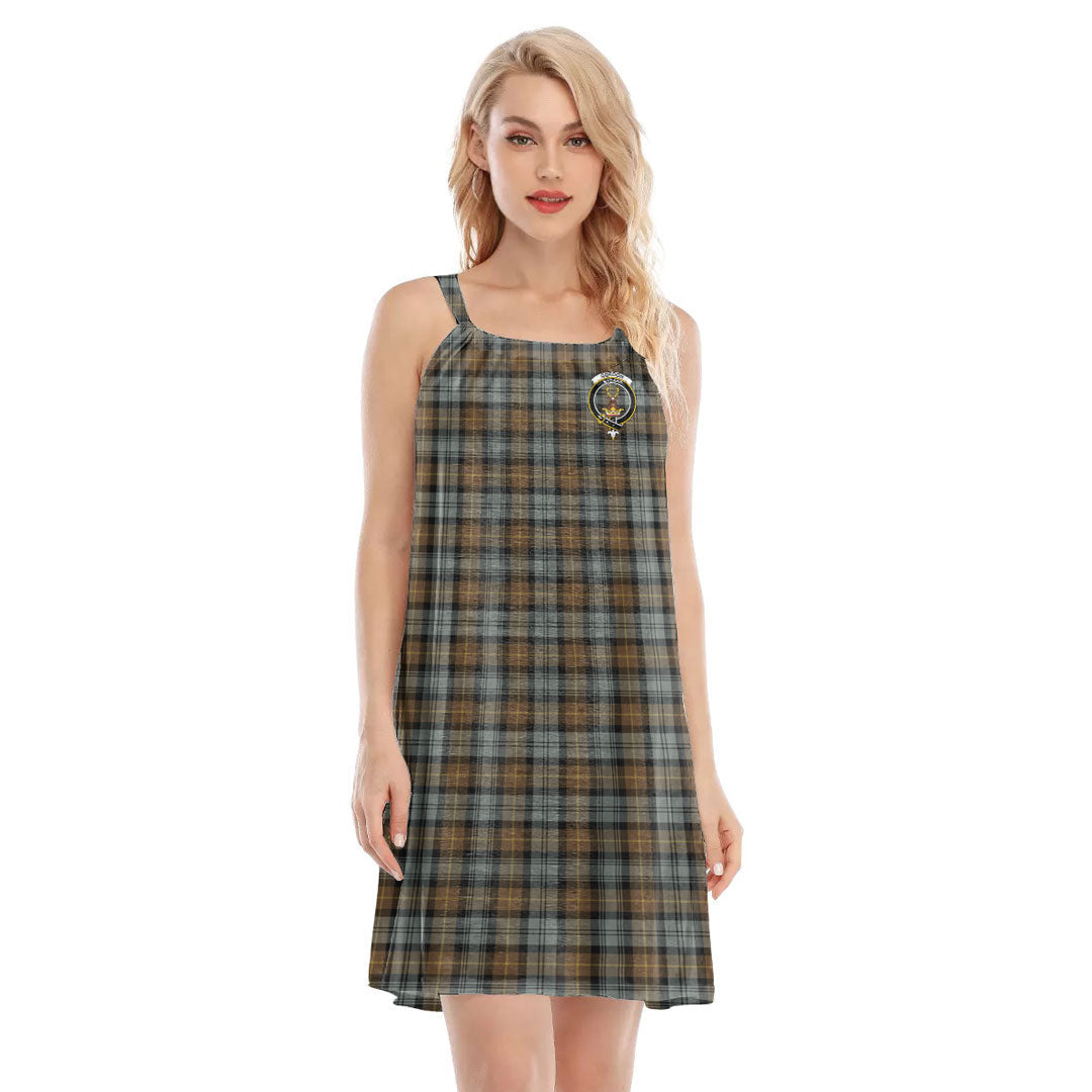 Gordon Weathered Tartan Crest O-neck Cami Dress