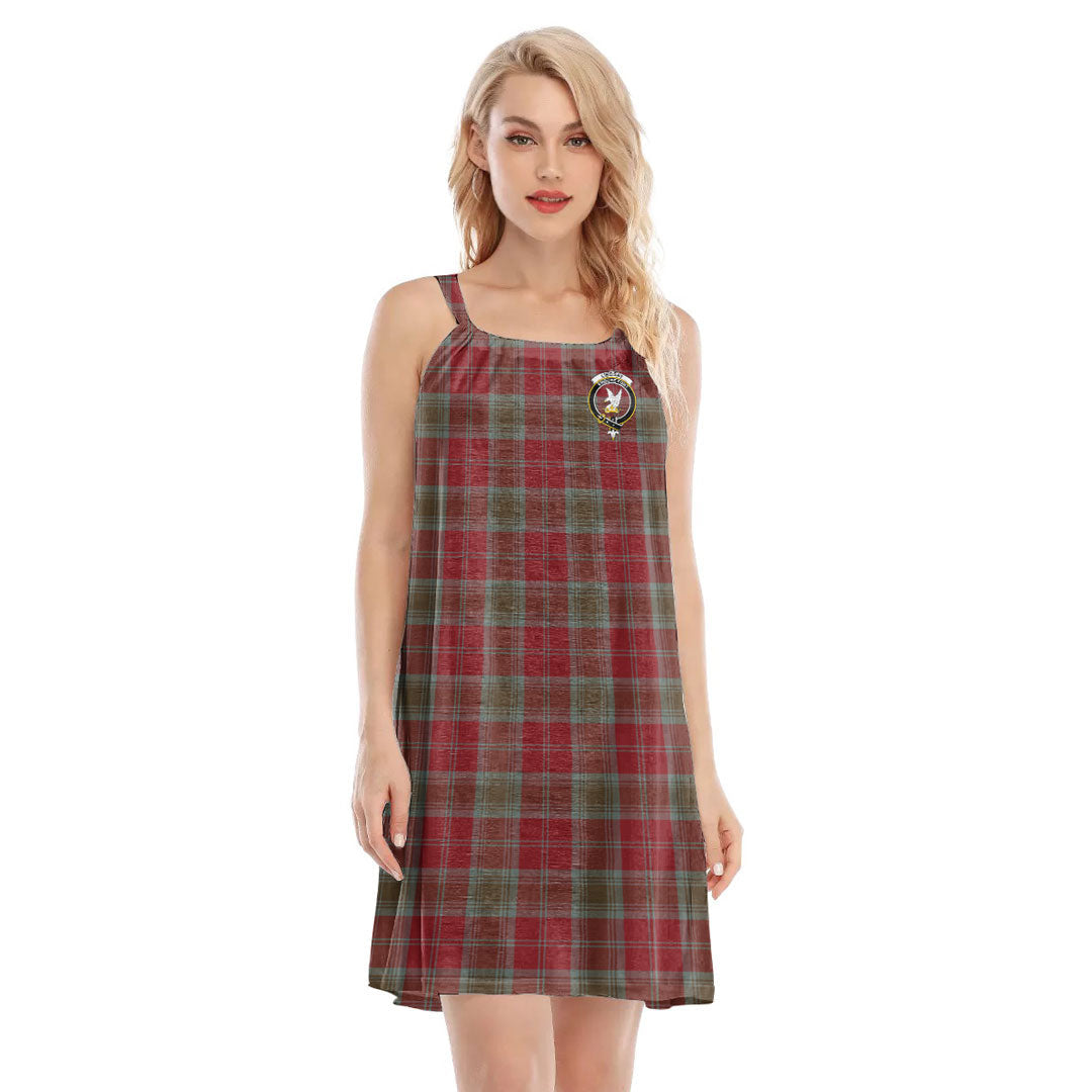 Lindsay Weathered Tartan Crest O-neck Cami Dress