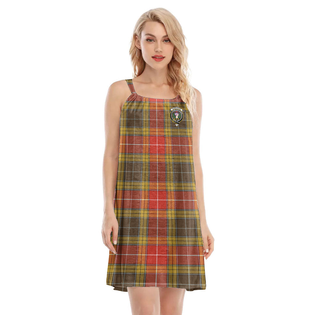 Buchanan Old Set Weathered Tartan Crest O-neck Cami Dress